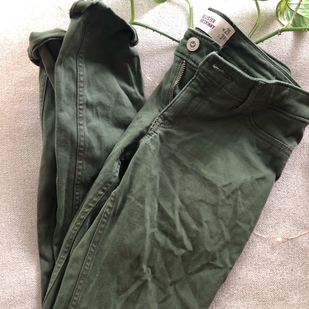 Cute Army Green Skinny Jeans